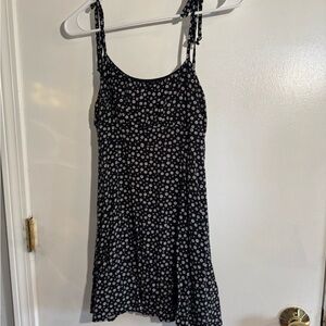 La Hearts Black Dress with White Floral Design